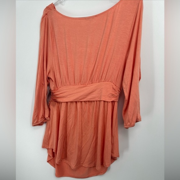 Kiyonna Top Size 0X New With Tags Orange Drape Neck - Picture 5 of 5